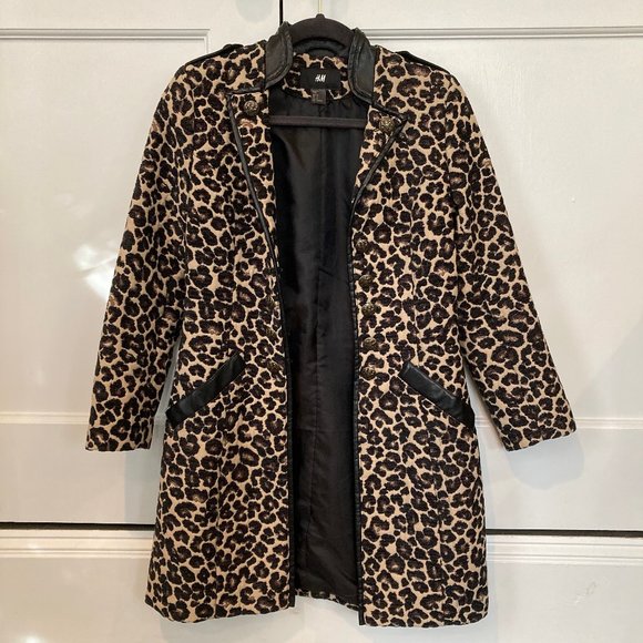 Awesome H&M Long Leopard Jacket • Size 2 • Great Condition